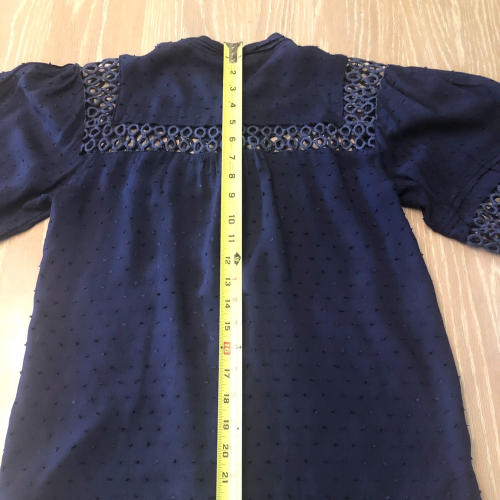 Anthropologie Navy blue blouse with cutout accents - Picture 14 of 15